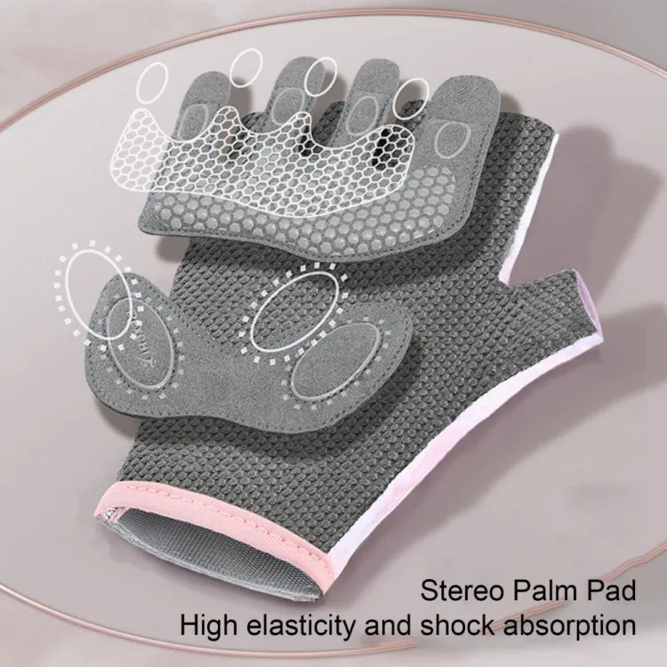 Yoga Sports Gloves Non-slip Shock-absorbing Half-finger Anti-cocoon Gloves, Size: S(Dark Night Black)