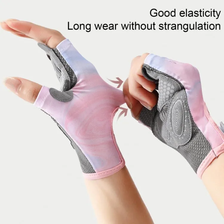 Yoga Sports Gloves Non-slip Shock-absorbing Half-finger Anti-cocoon Gloves, Size: S(Dark Night Black)