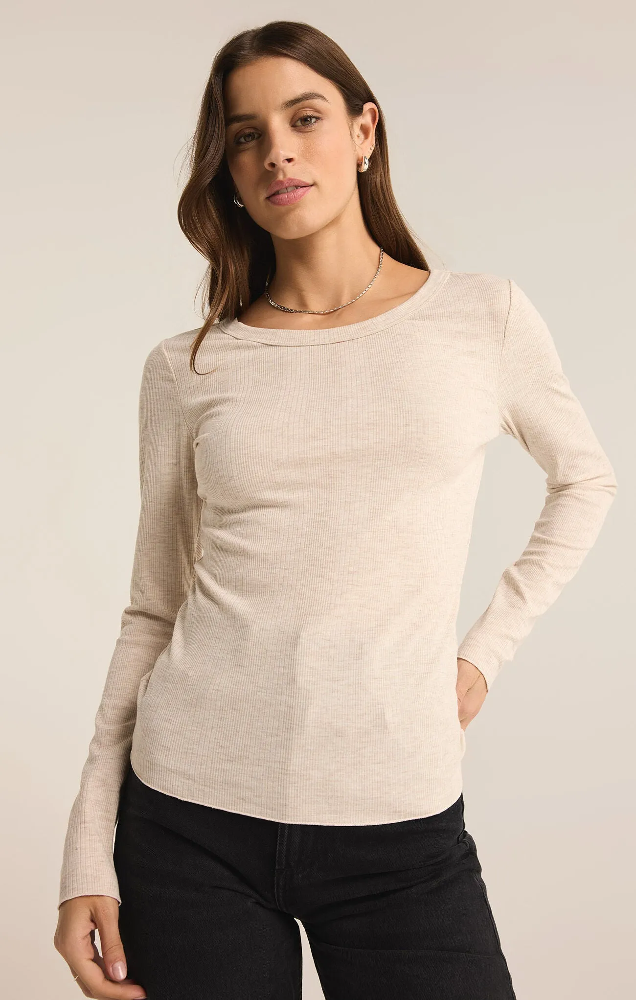 ZSU Variegated Layer Top in Oatmeal Heather