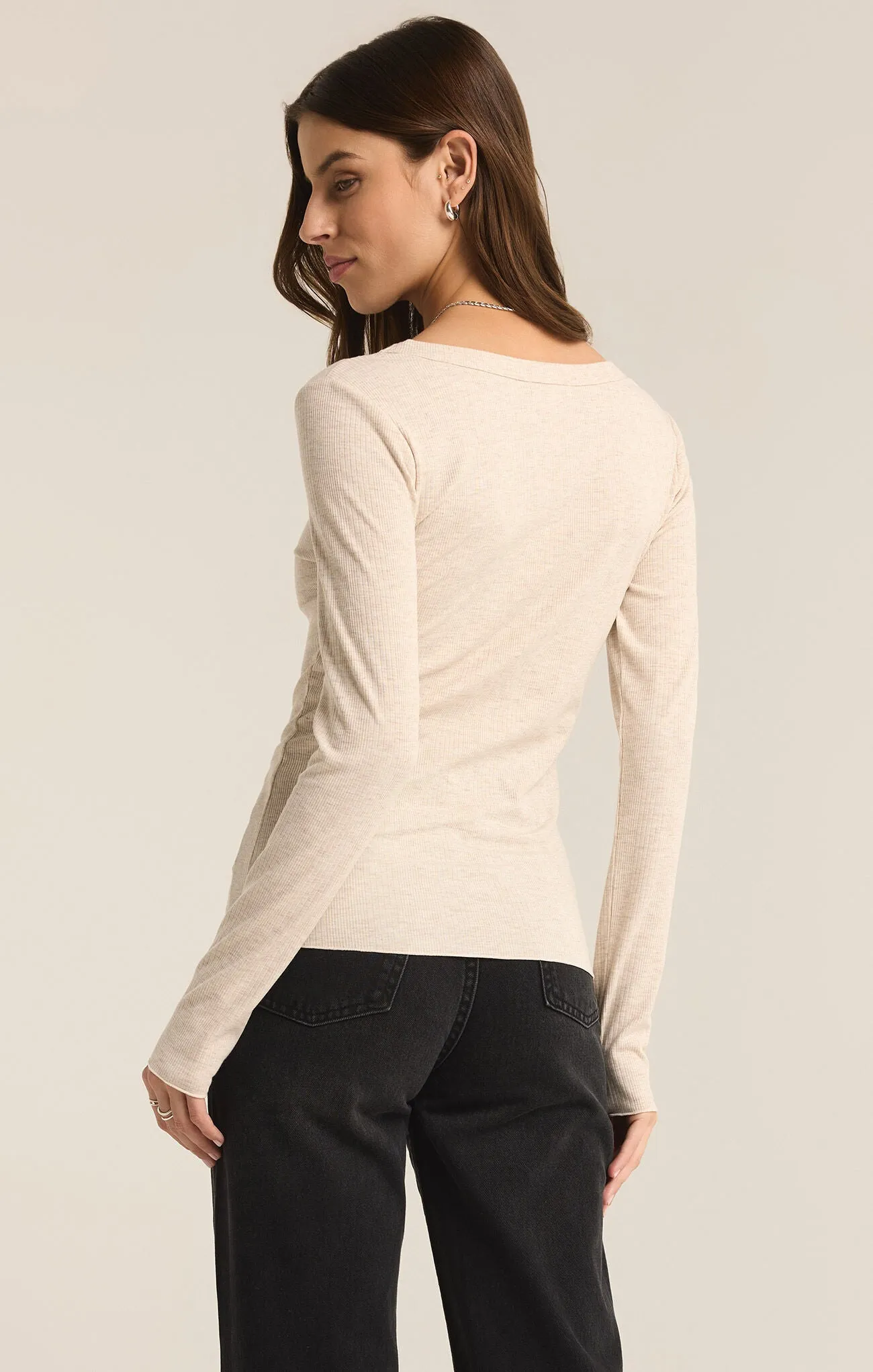 ZSU Variegated Layer Top in Oatmeal Heather